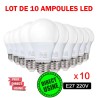 Lot de 10 ampoules LED Blanc FROID / puissance au choix: 3/6/9/12/15/18 Watts